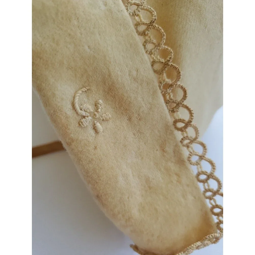 Antique Baby Bonnet Hand Sewn Tatted Embroidered 1890s Turn of Century Lined